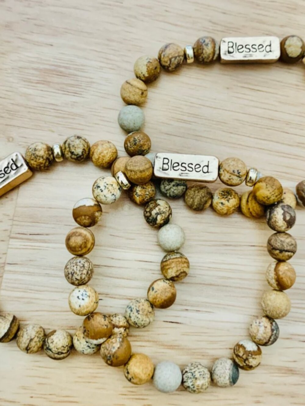 Blessed Beyond Measure - Natural Stone Stretchy Bracelet - Beige/Natural